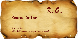 Komsa Orion névjegykártya